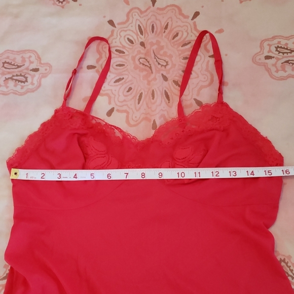 NWOT Vintage Sexy Hot Red Slip. Lace Nylon Chemise - Picture 7 of 10